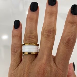 Designer inspired white and gold ring
